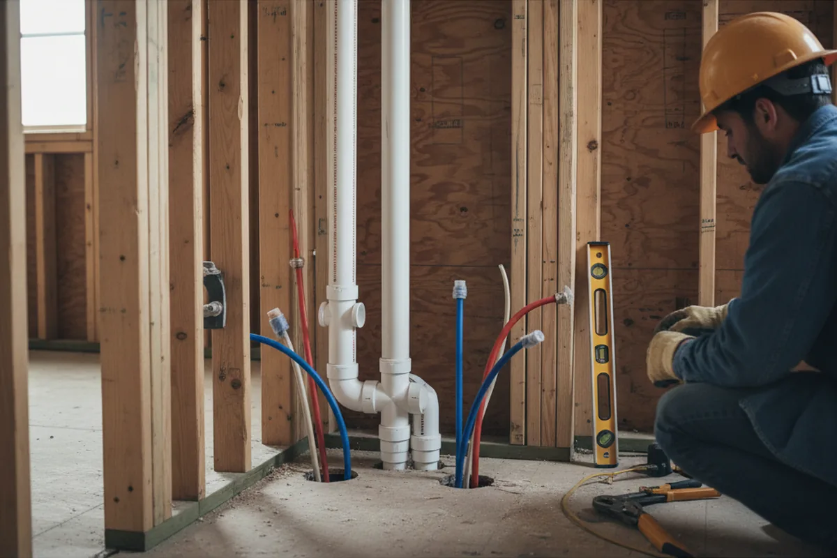 Drain and supply rough-in during Toilet Repair and Installation in Minot