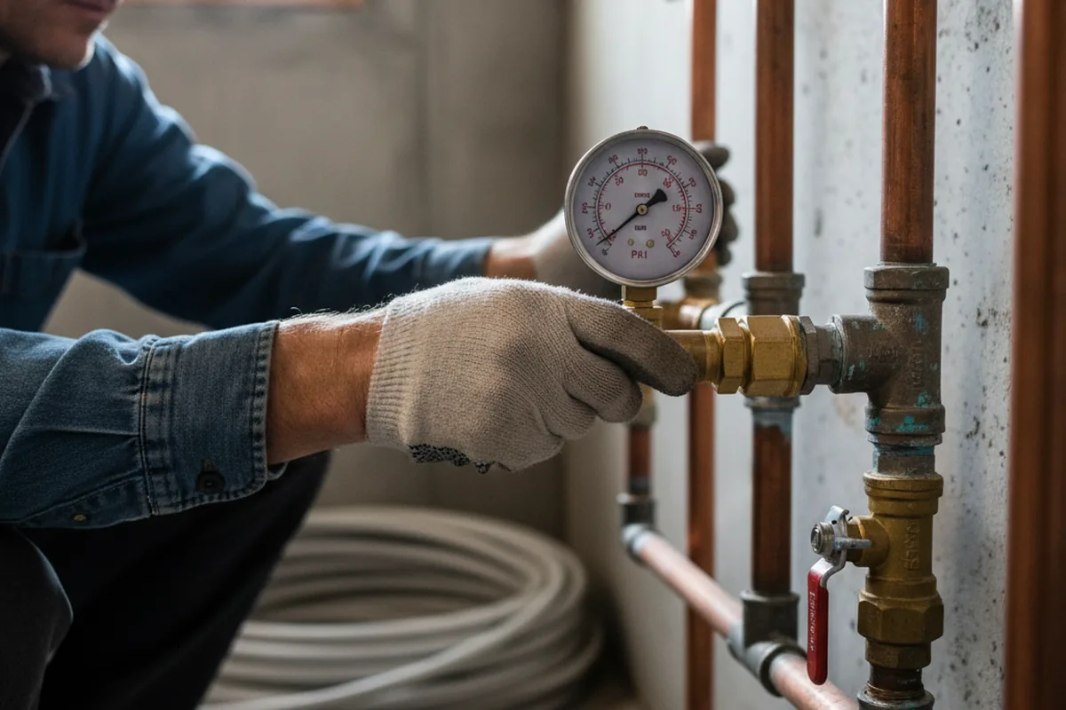 Pressure testing a repaired line during Water Line Repair in Minot